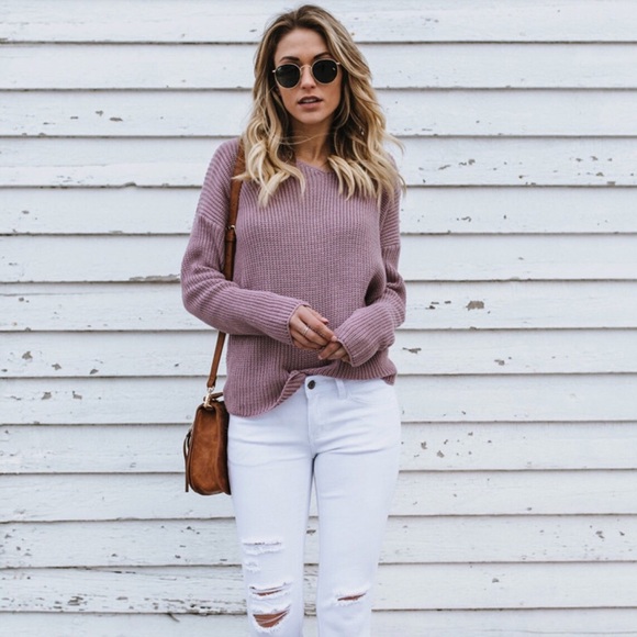 Kaylie Lavender Twist Back Sweater (L and XL left) - Picture 2 of 5